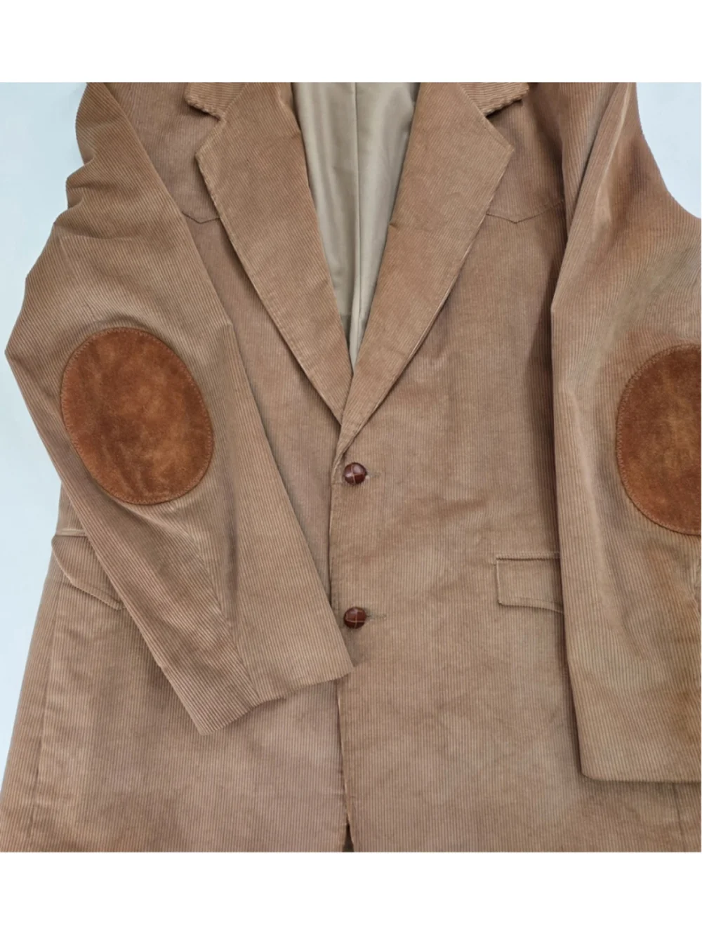 Corduroy Blazer Leather Elbow Patch Western Mens 46R Brown USA Sport Coat